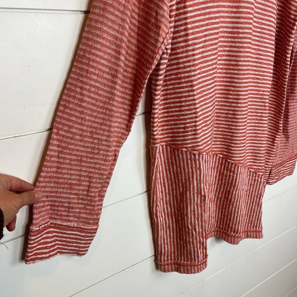 Free People Intimately Coral and White Striped Tunic Sweater - Size L - NWOT - Picture 3 of 6